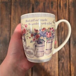 NWOT Floral Mug with Bible Verse